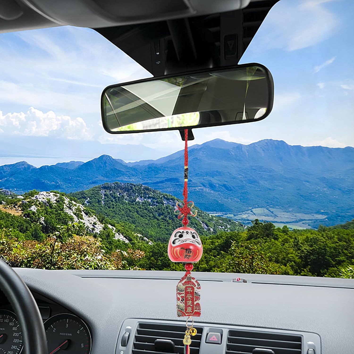 TEHAUX Dharma Egg Ornament Retro Decor Home Decoration Car Pendant Hanging Charm Japanese Pendant Home Ceramic Wind Bells Ceramic, Cloth Tumbler Red Ceramics Car Trim