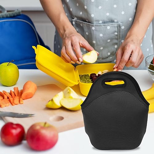 Miniatura 7 de PATIKIL Bolsas de almuerzo de neopreno, paquete de 2 bolsas de almuerzo aisladas de 12 x 6 x 12 pulgadas, bolsas Bento reutilizables, bolsas