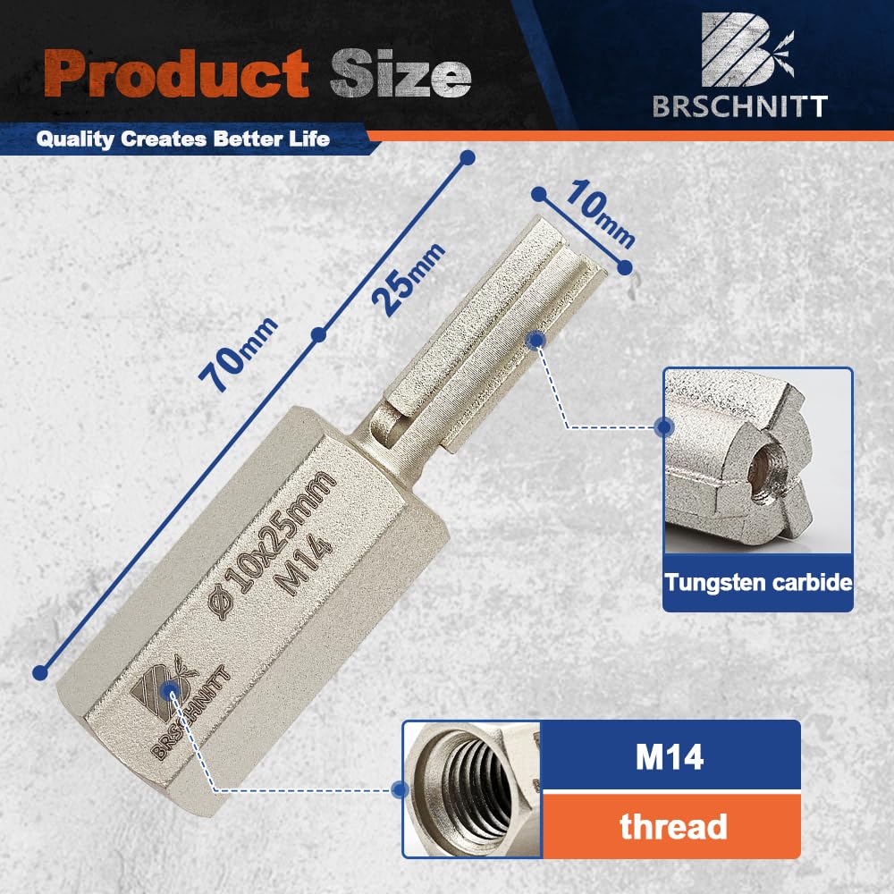 BRSCHNITT Carbide Mortar Raking Bit - 10mm x 25mm (3/8" x 1") for Angle Grinder with M14 Thread, silver, 3/8"x 1"(10x25mm) - Image 2