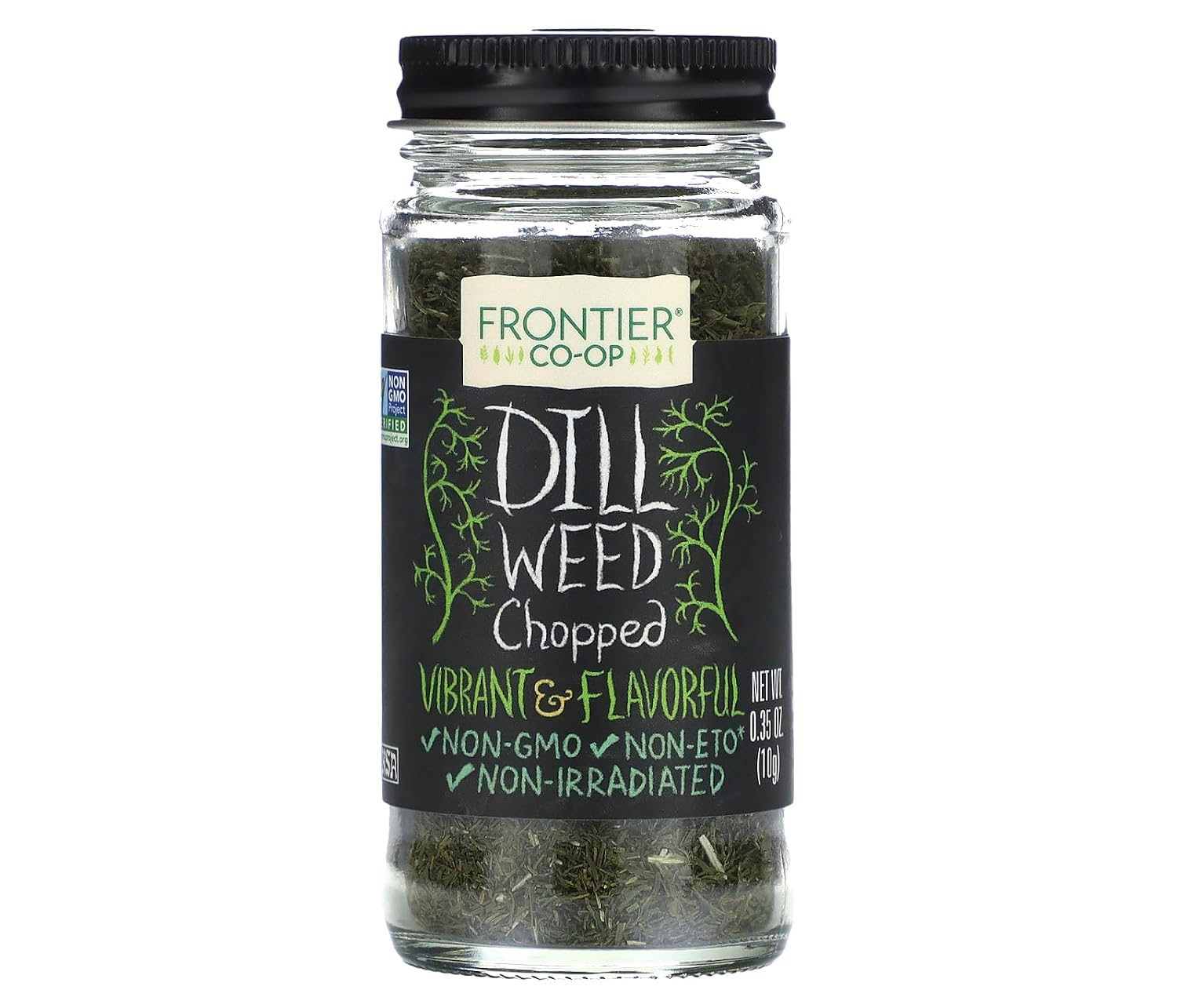 Frontier Co-op Dill Weed, Cut & Sifted, 0.35 oz - Vibrant and Flavorful Dill for Seasoning Blends, Dips, Fish, and Salads