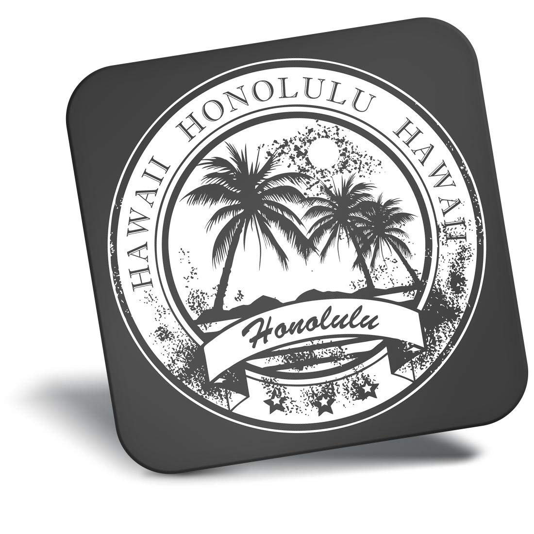Destination Vinyl Ltd Fridge Magnet Bw - Honolulu Hawaii Travel Stamp #35000