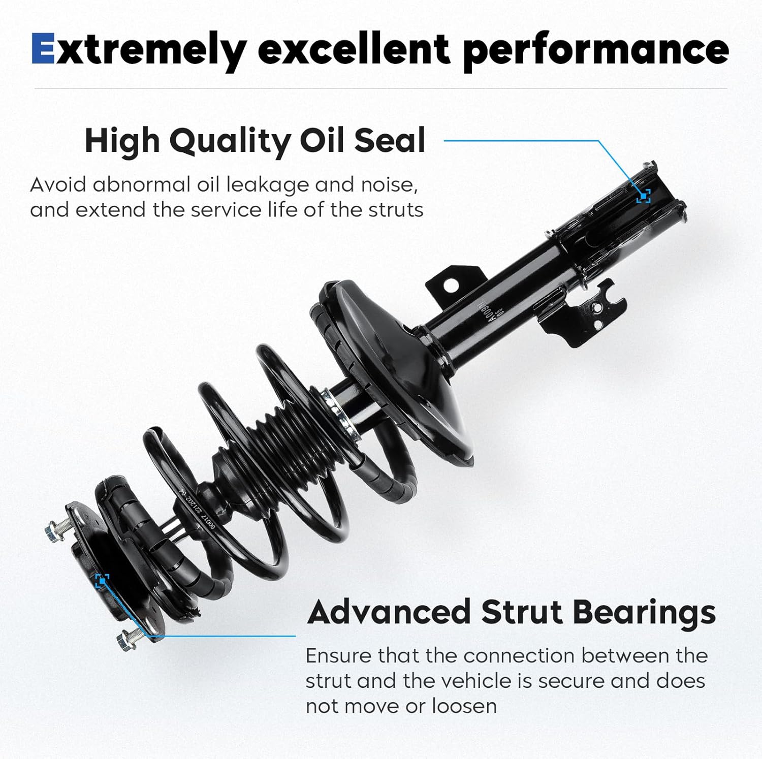 Front Complete Struts Assembly Compatible with 2002 2003 Toyota Camry(LE, SE, XLE) 2.4L 3.0L/Lexus ES300 (w/o adaptive variable suspension), Shock w/Coil Spring, Replace for 171490 171491, 2Pcs