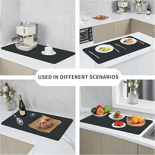 Miniatura 7 de PAOLI Tapete de café para encimera de cocina, barra de café o fregadero, parte trasera de goma oculta las manchas, tapete de drenaje absorbente,