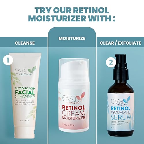 Miniatura 8 de Eva Naturals Crema de retinol antienvejecimiento para la cara, antiarrugas, complejo de retinol, crema hidratante de día y noche con ácido