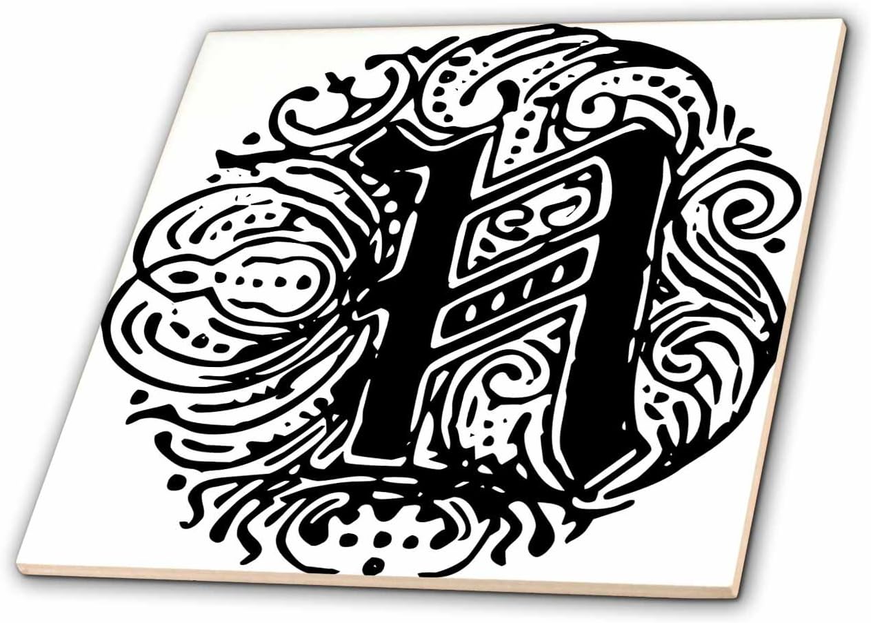 Amazon Com 3drose Ct 4 Fancy Letter N Ceramic Tile 12 Inch Home Kitchen