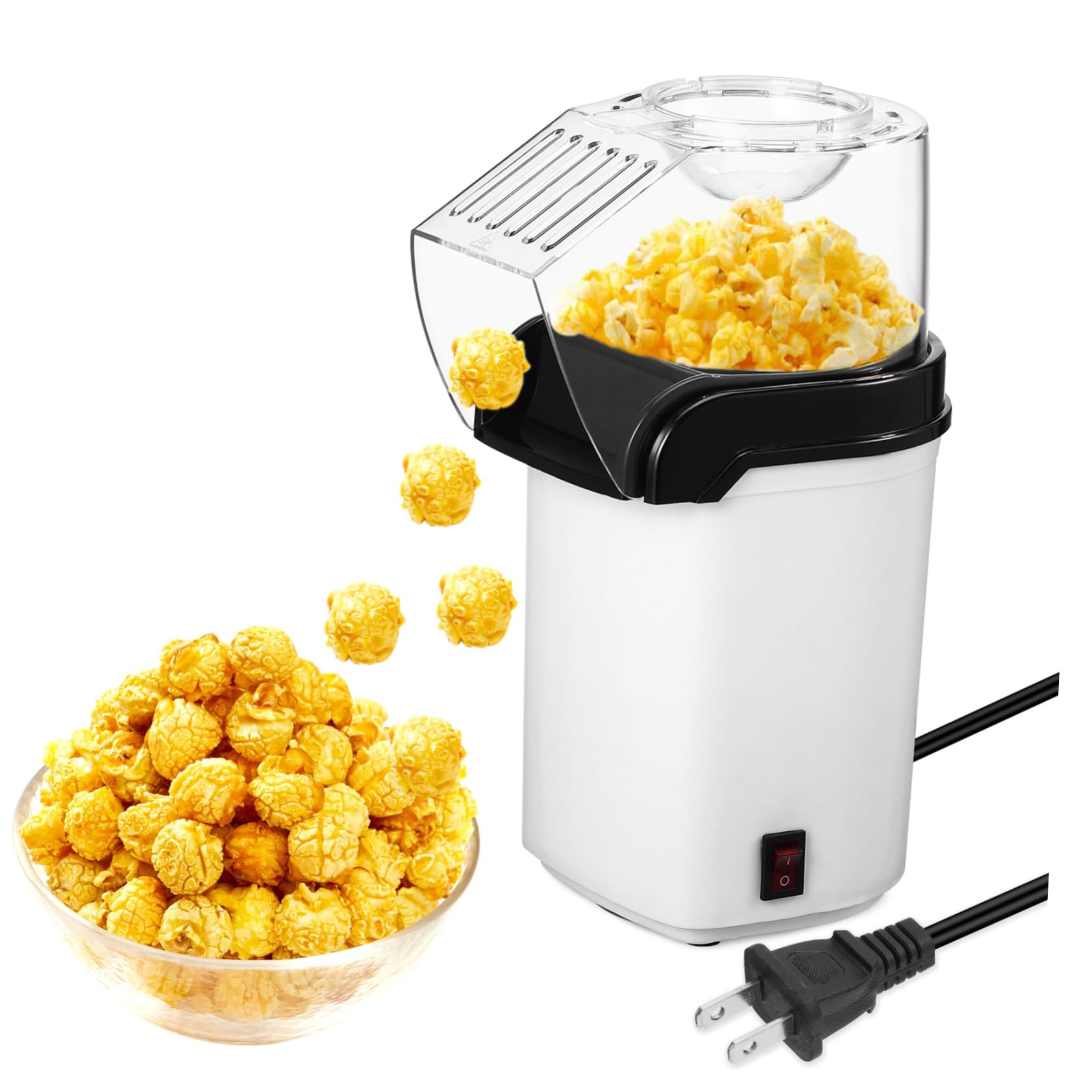 VINTORKY Pop Popcorn Maker Air Popper Electric Popcorn Popper Machine Table Top Hot Air No Oil Needed