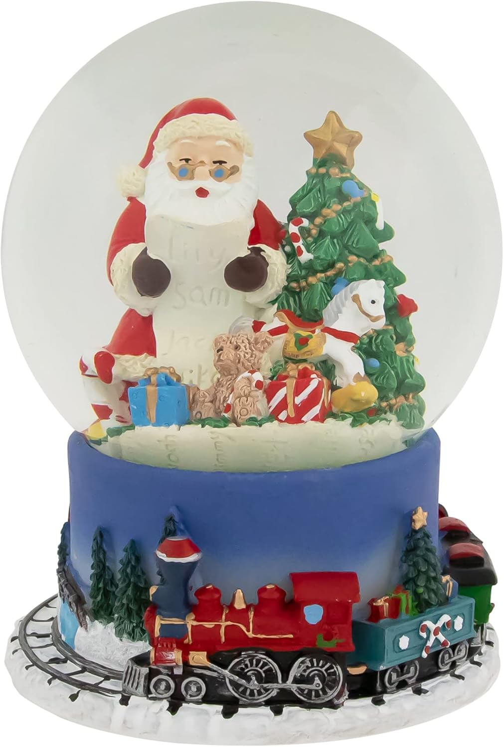 Northlight Christmas Train Around Santa Delivering Gifts Musical Water Globe, 6.5", Red