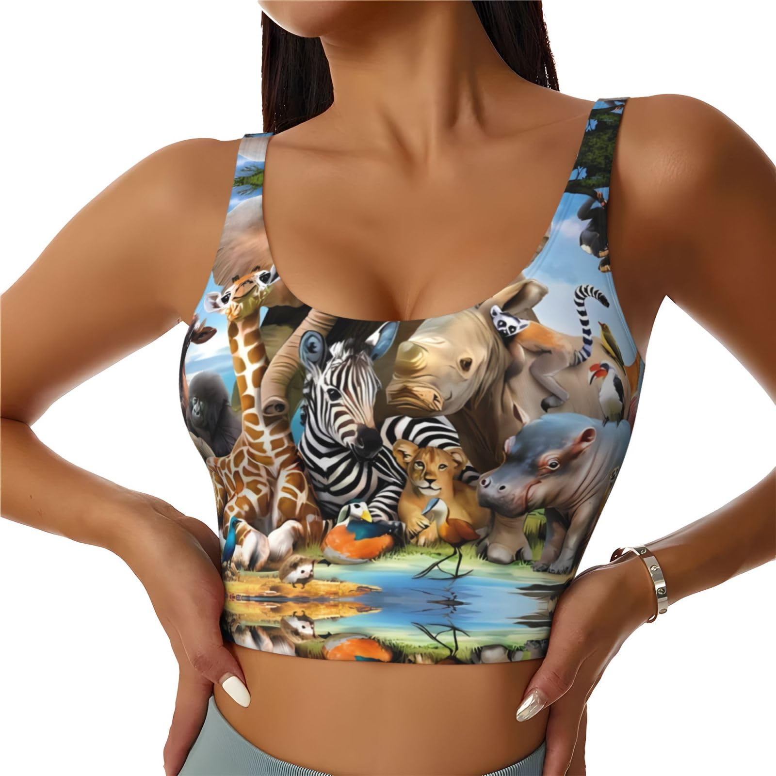 Débardeur De Sport Pour Femme - Imprimé Animaux Africains, Dos En U - Pour Yoga, Fitness, Danse, Tenue Décontractée - 5