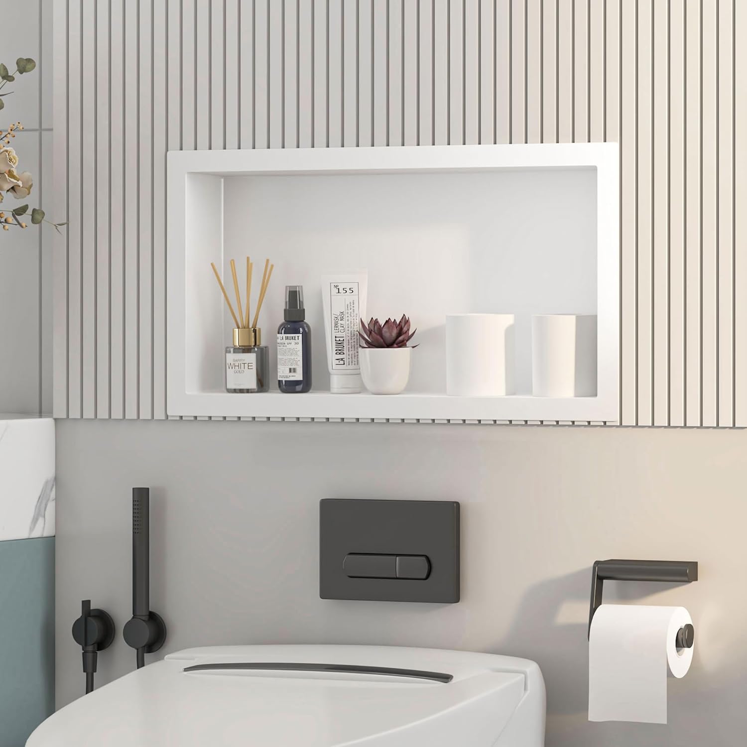 24x12 White Shower Niche for Shower Wall,Bathroom Medicine Cabinet Recessed,Surface Mount Medicine Cabinet,Small Bathroom Wall Cabinet,Recessed Wall Niche for Over Toilet Storage/Living Room