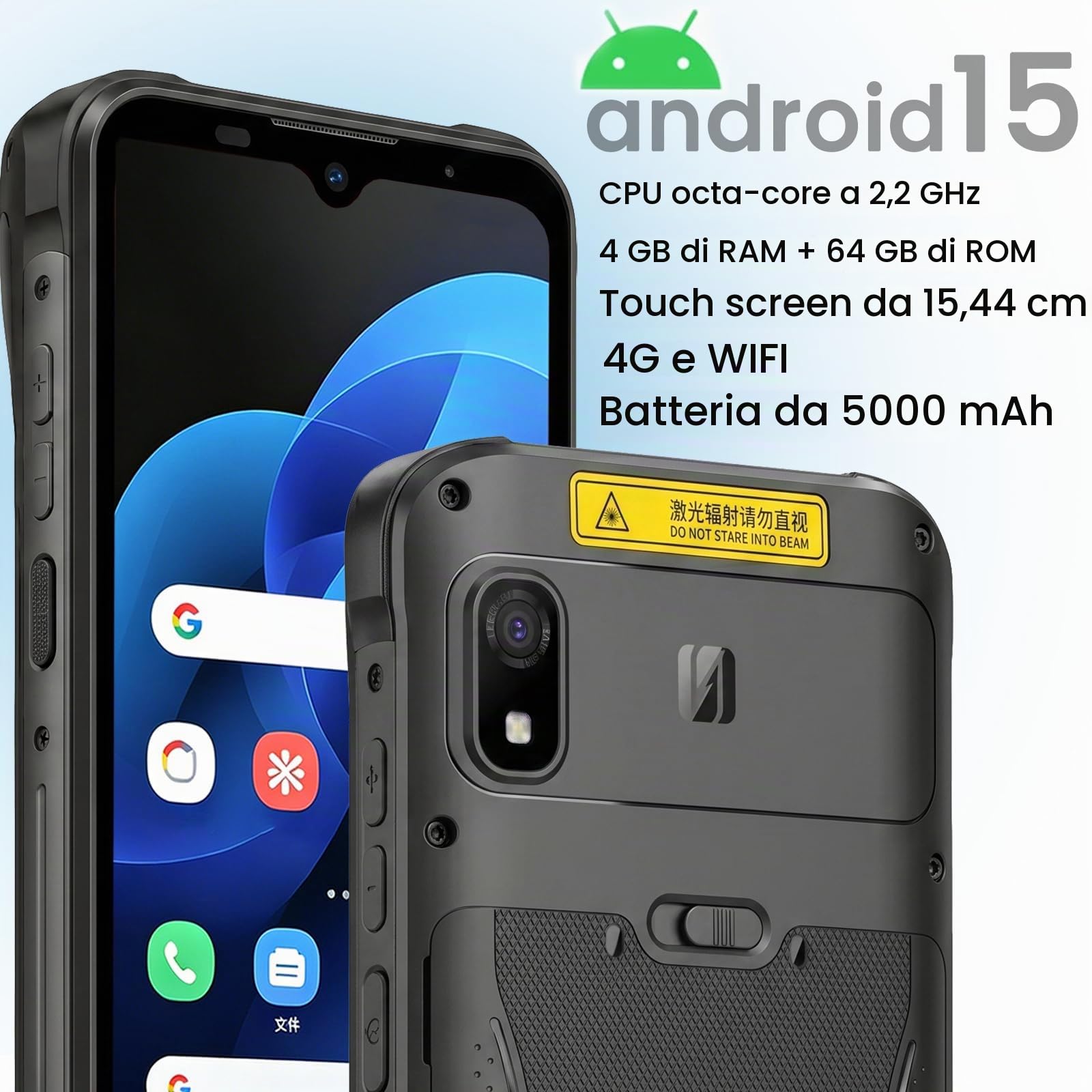 Kayoote S3 Android 15 Scanner Barcode PDA, 6" Touchscreen, Octa-Core 4GB+64GB, Terminale Dati 1D/2D/QR, IP67 Rugged, Batteria 5000mAh, 4G WiFi NFC per Inventario Magazzino e Logistica Professionale