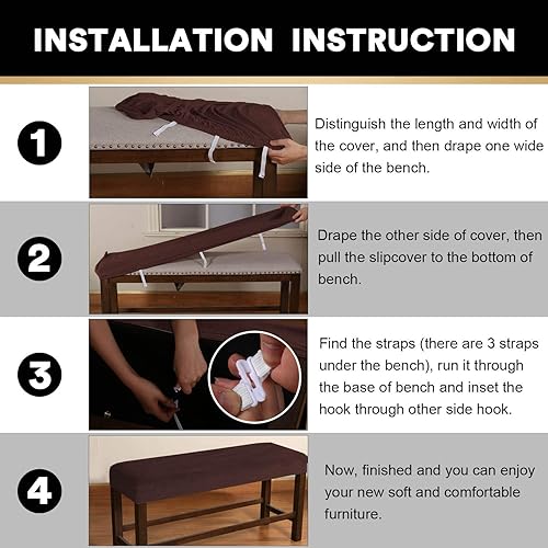 Miniatura 7 de Fundas de banco de terciopelo de elastano para comedor, funda de banco de terciopelo suave y grueso, funda de banco de cama, extraíble y lavable,