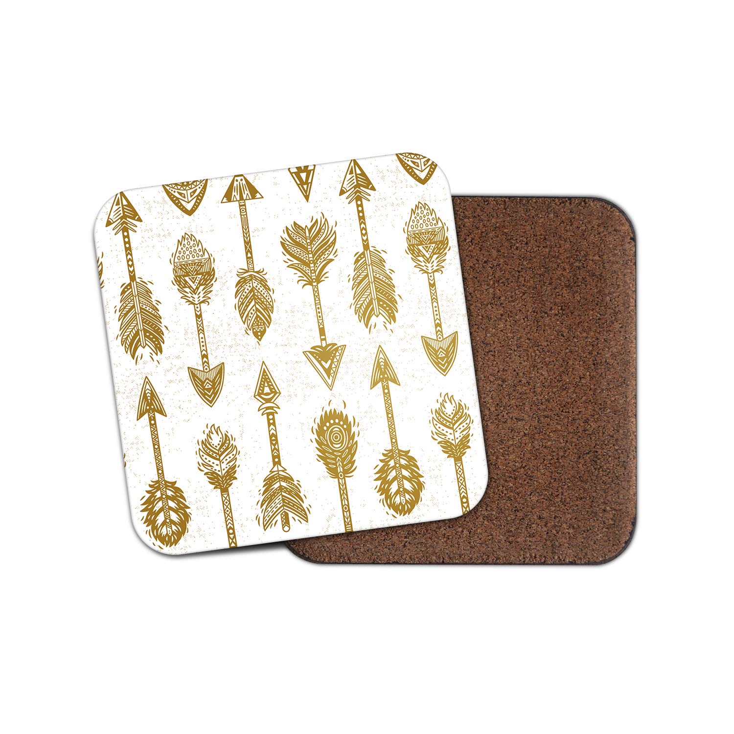 Destinationvinyl Multicolor 1 X Golden Arrows Coaster - Gold Tribal Native American Indian Tribe Fun #12554