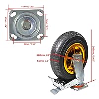 Vista 2 de Juego de 4 ruedas giratorias industriales de 8 pulgadas, ruedas de goma para banca de carrito, tiendas, ruedas de repuesto para exteriores con 2