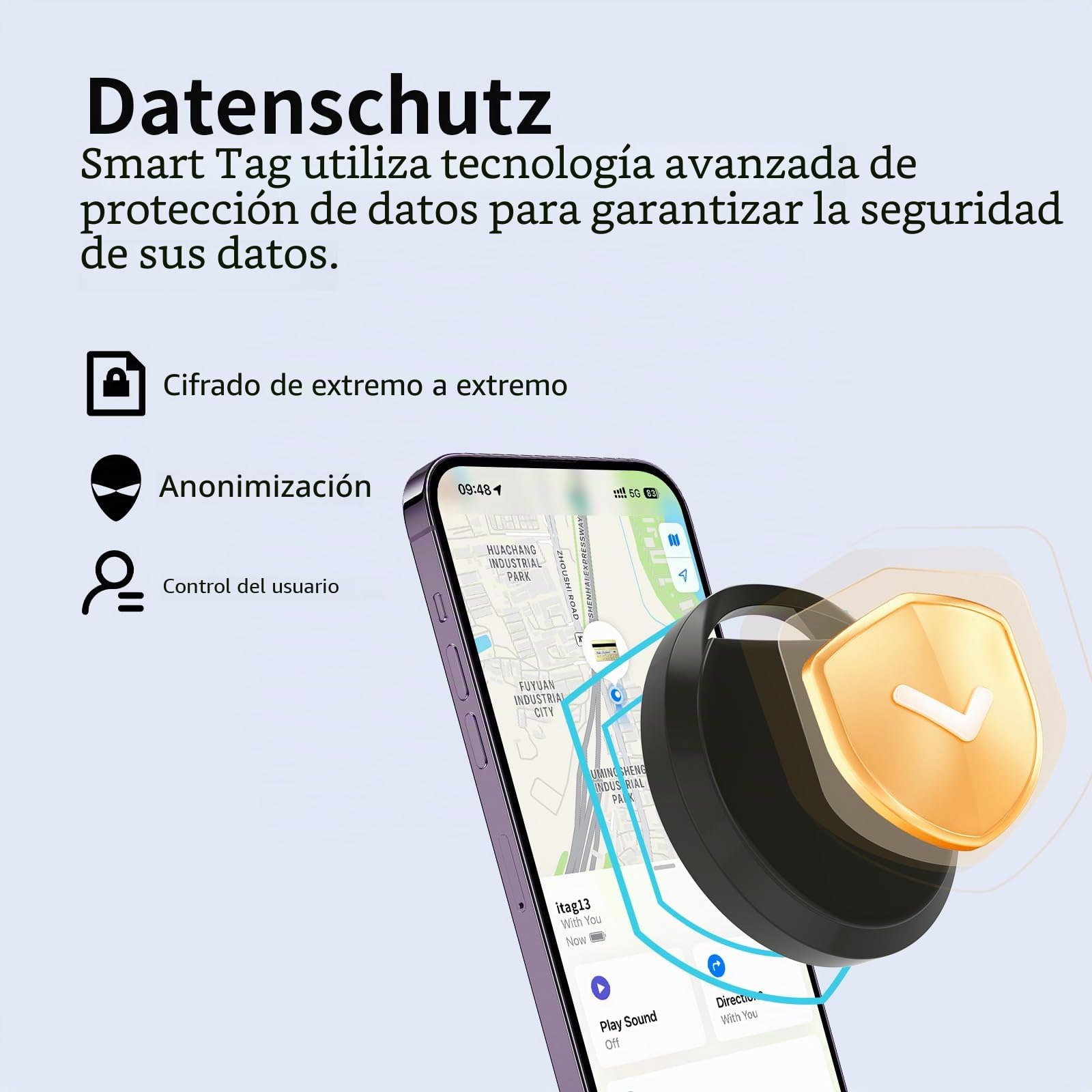 RSH AirTag Smart Tag Pro, rastreador de Maletas Compatible con Apple Where is App (Solo iOS), buscador de Llaves para Llaves, Equipaje, Maleta, Cartera, Impermeable IP67, Paquete de 4