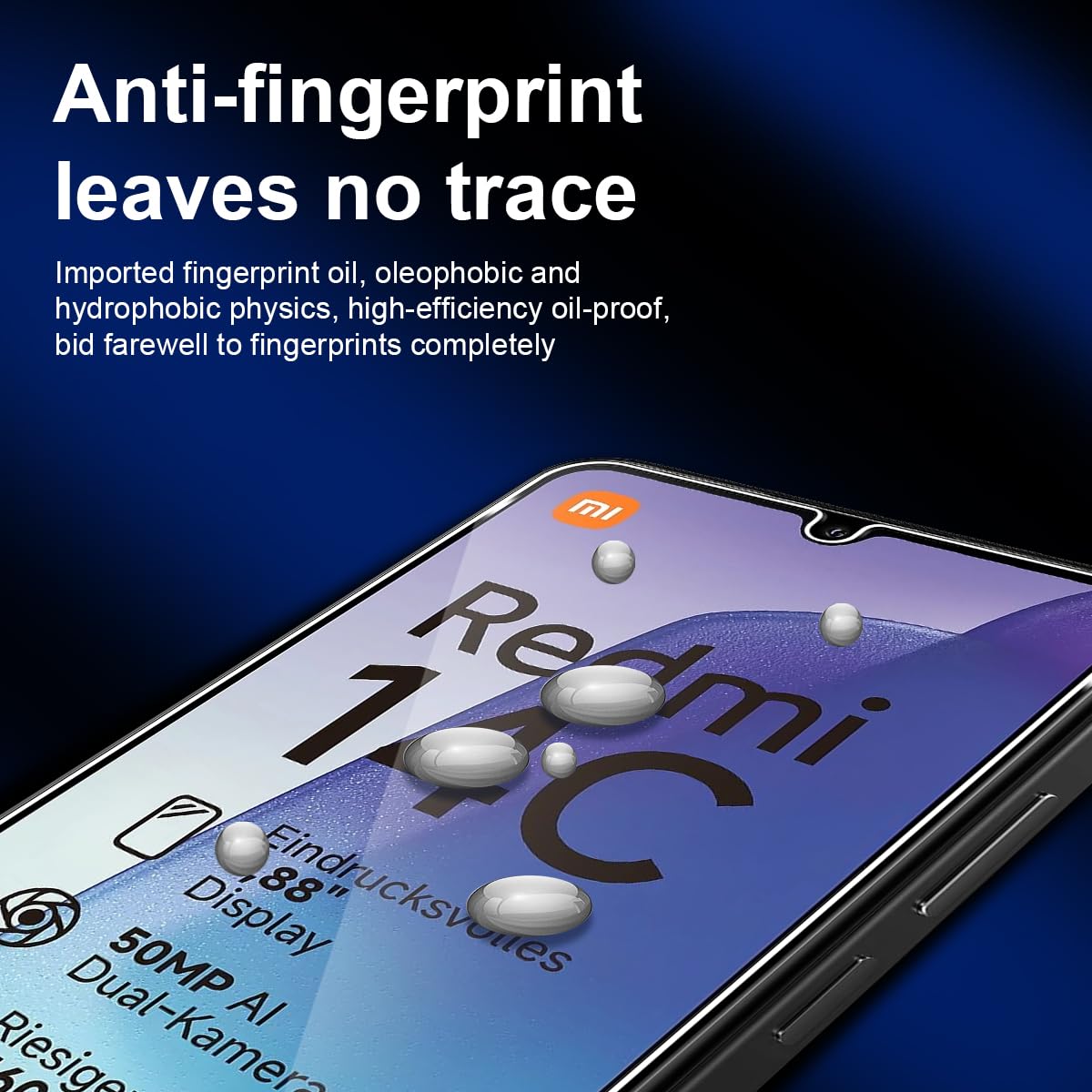 Xiaomi Redmi 14C/14R/Poco C75 Privacy Full Cover Tempered Glass Screen Protector - 9H - Black Edge