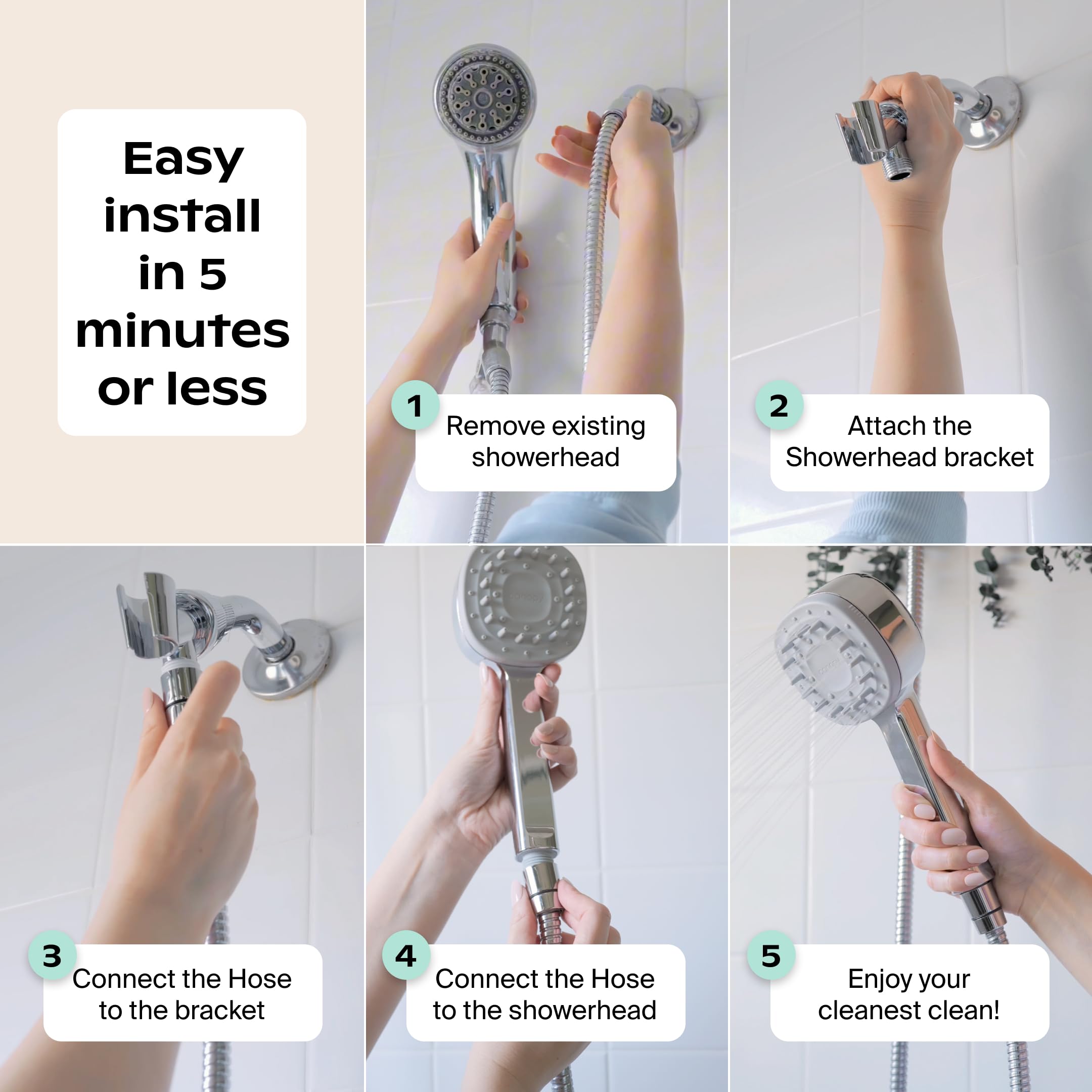 Canopy Handheld Filtered Shower Head & Scalp Massager, Black