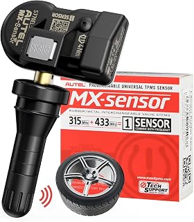 Autel MX-Sensor 2-in-1 TPMS 315/433MHz Programmable Tire Pressure Sensors - Universal OEM-Quality Rubber/Metal Valves, 99% Vehicle Coverage