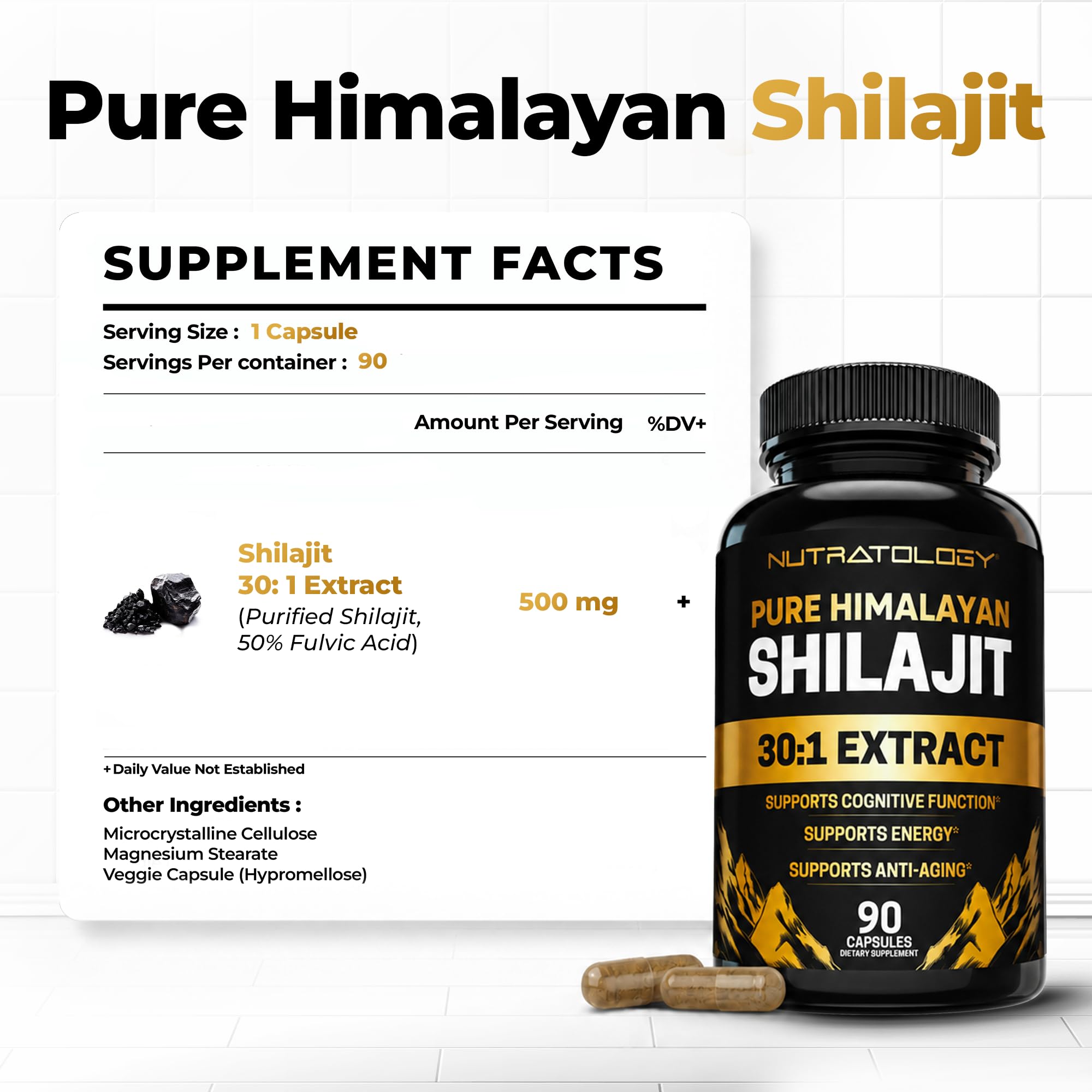 Nutratology Shilajit Capsules | Shilajit for Men & Women | 500mg | 90 Caps — Amazon image 7