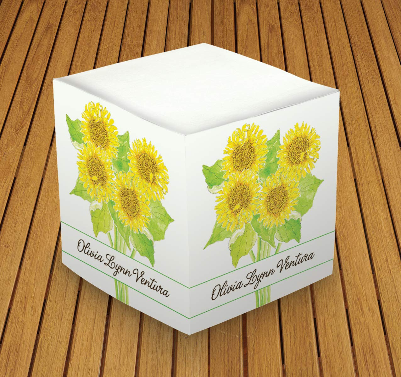 American Stationery Personalized Self Stick Memo Cube Sunflower