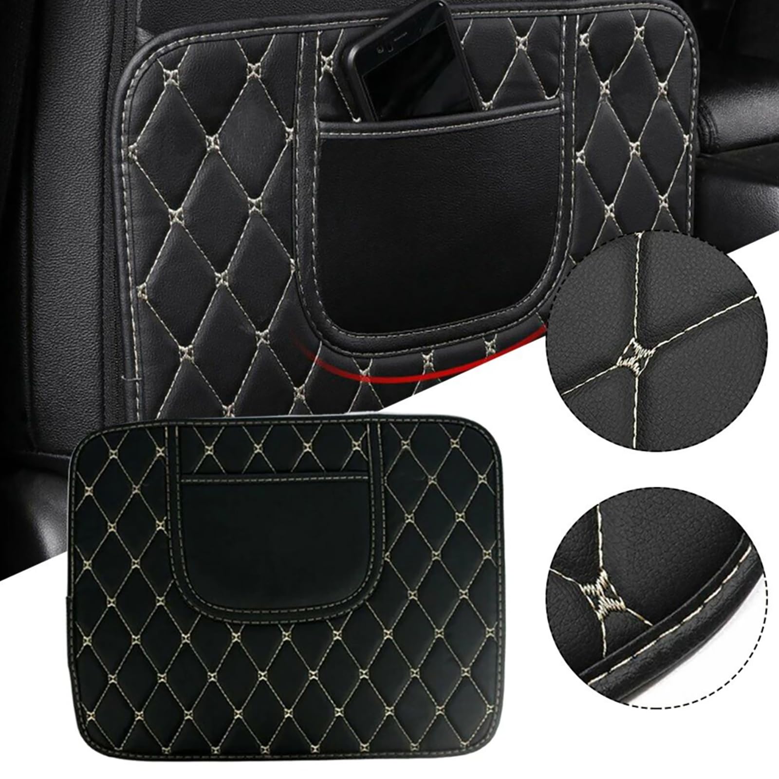 2 Piezas Protector Respaldo Asiento Coche para Seat Leon Ⅳ Sportstourer (Estate) 2020 2021 2022, Almohadillas Antipatadas de Asiento de Coche con Organizador,L-Pink