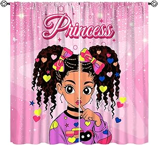 African American Black Girl Curtain, Cartoon Modern Fashion Black Girl C...