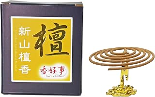 ShinShan Sandalwood Incense Coils (3-3.5hrs, 48pcs) - Taiwan Incense Style - for Religious Practices, Meditation, Yoga, Prayer. Suitable for Daily Use (1)
