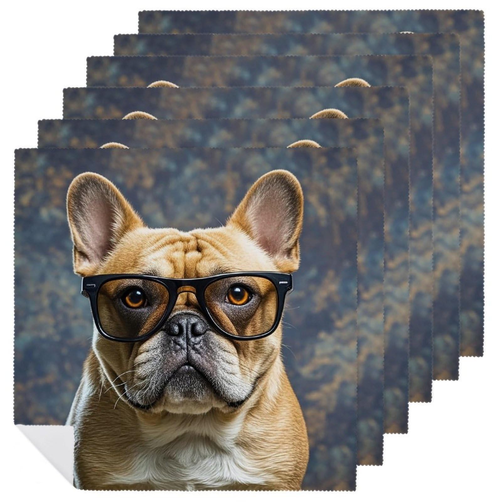 Serviettes en tissu bouledogue français lavables et réutilisables pour table