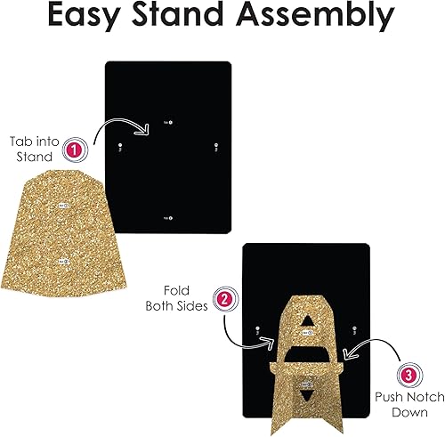 Miniatura 5 de Big Dot of Happiness Juego de 12 marcos de fotos de papel para fiestas de cumpleaños de 4 x 6 pulgadas, color dorado