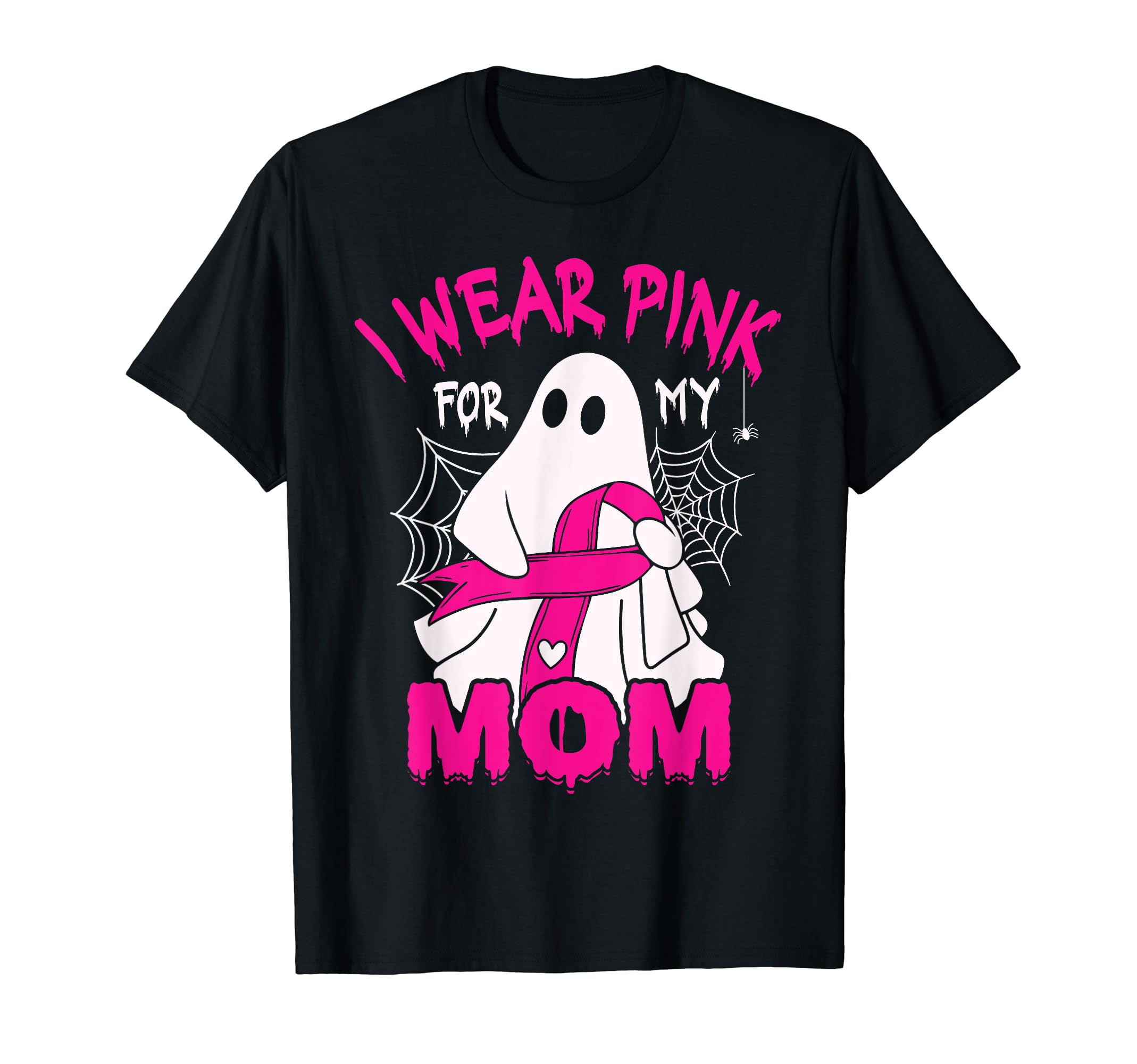 Funny Boo Ghost Support Squad Mama Cancer WarriorI Wear Pink For My Mom Breast Cancer Awareness Halloween T-Shirt