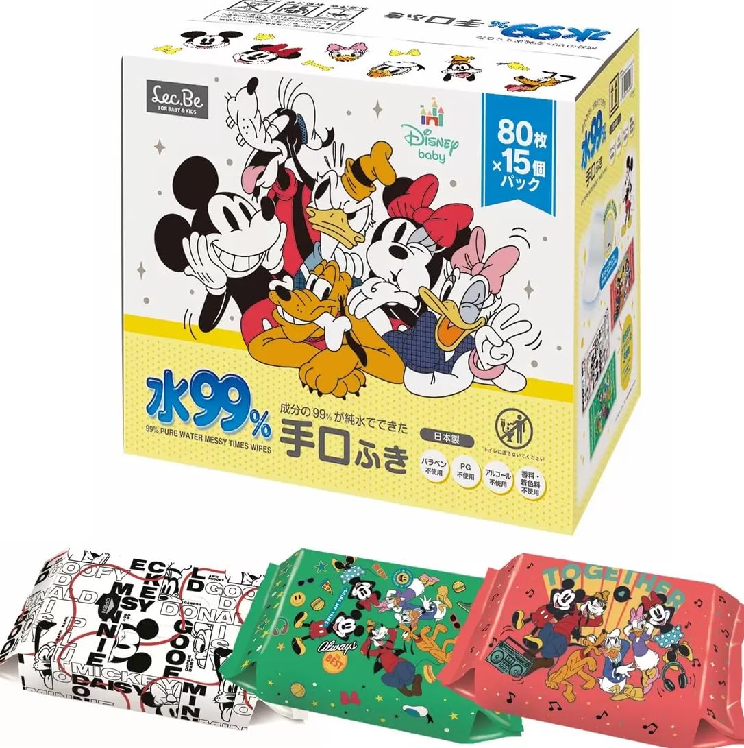 Amazon.co.jp: 水99% 手口ふき/ミッキー＆フレンズ 80枚入x15個 (1200