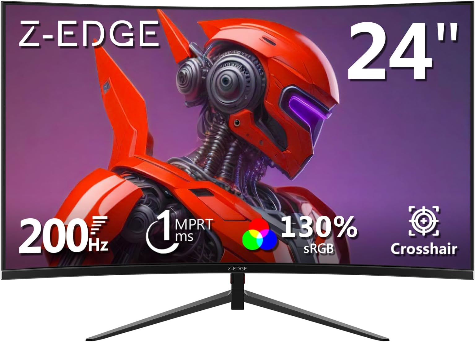 Z-Edge UG24 Z-Edge 24 Inch Curved Gaming Monitor Full HD 180Hz(DP) 144Hz(HDMI) 1ms MPRT, 300cd/m² Brightness, 1650R Curved Screen, FreeSync, HDMI DP Port, 2x 2W Speakers - Black