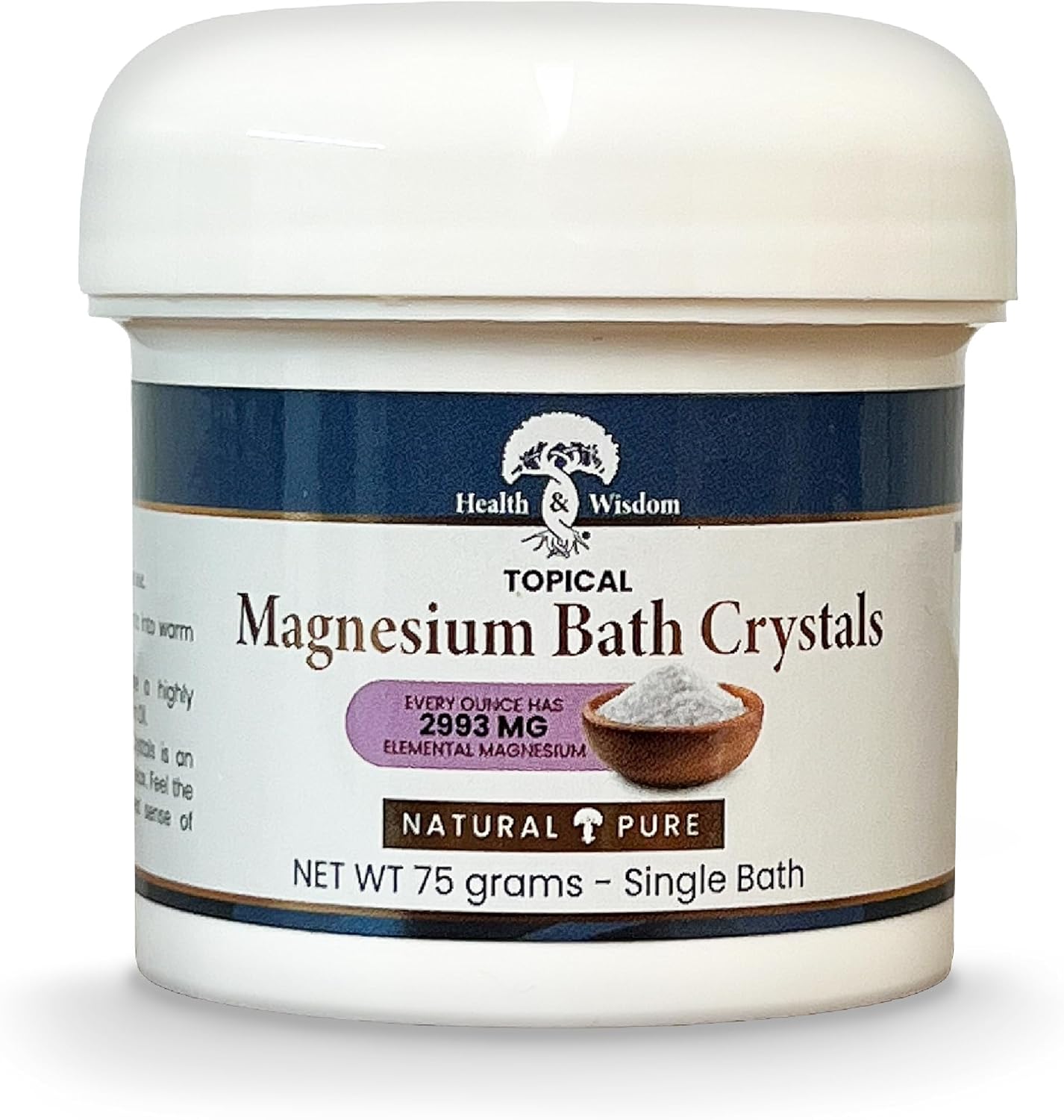 Health and Wisdom Magnesium Bath Salt – Magnesium Chloride Flakes for Bath Soak, 4X Epsom Salt Concentration, Unscented Formula, Dead Sea Sourced, Zero Additives – 2.6 oz – Single Use