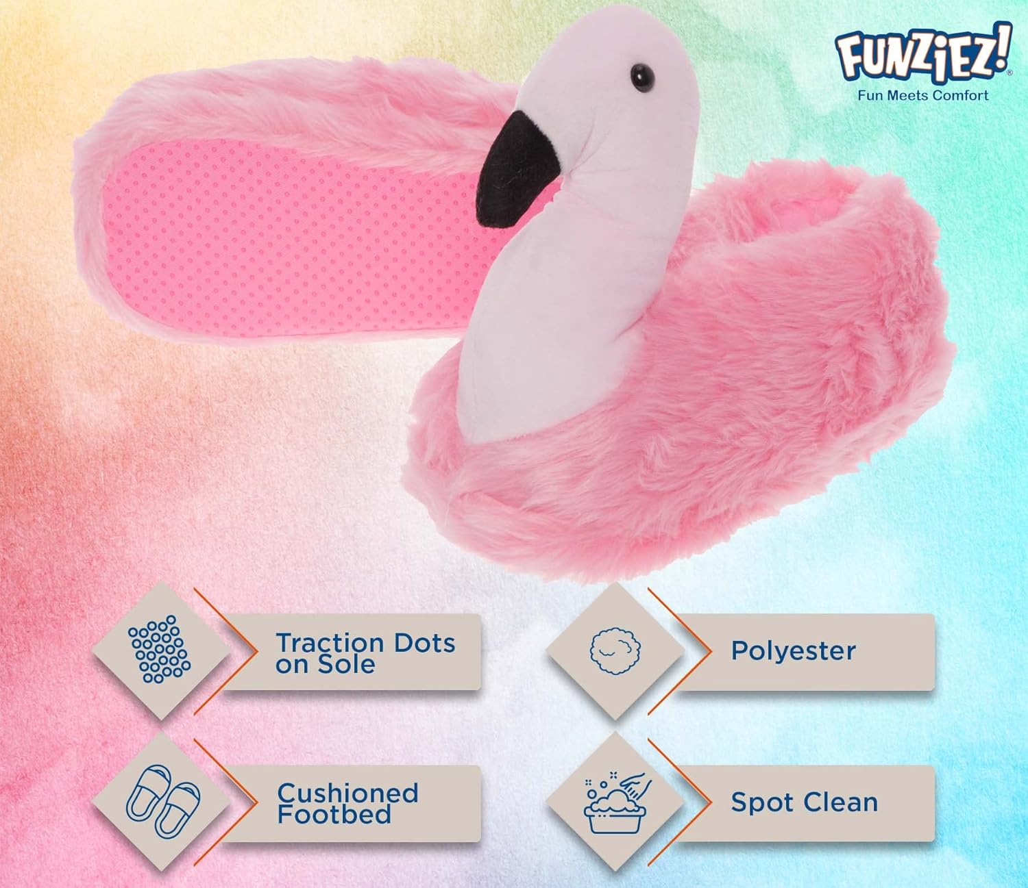 Funziez! Funny Animal Slippers for Women & Men, House Shoes, Turtle, Flamingo, Bunny, Shark, Cozy Furry Slippers - Image 4