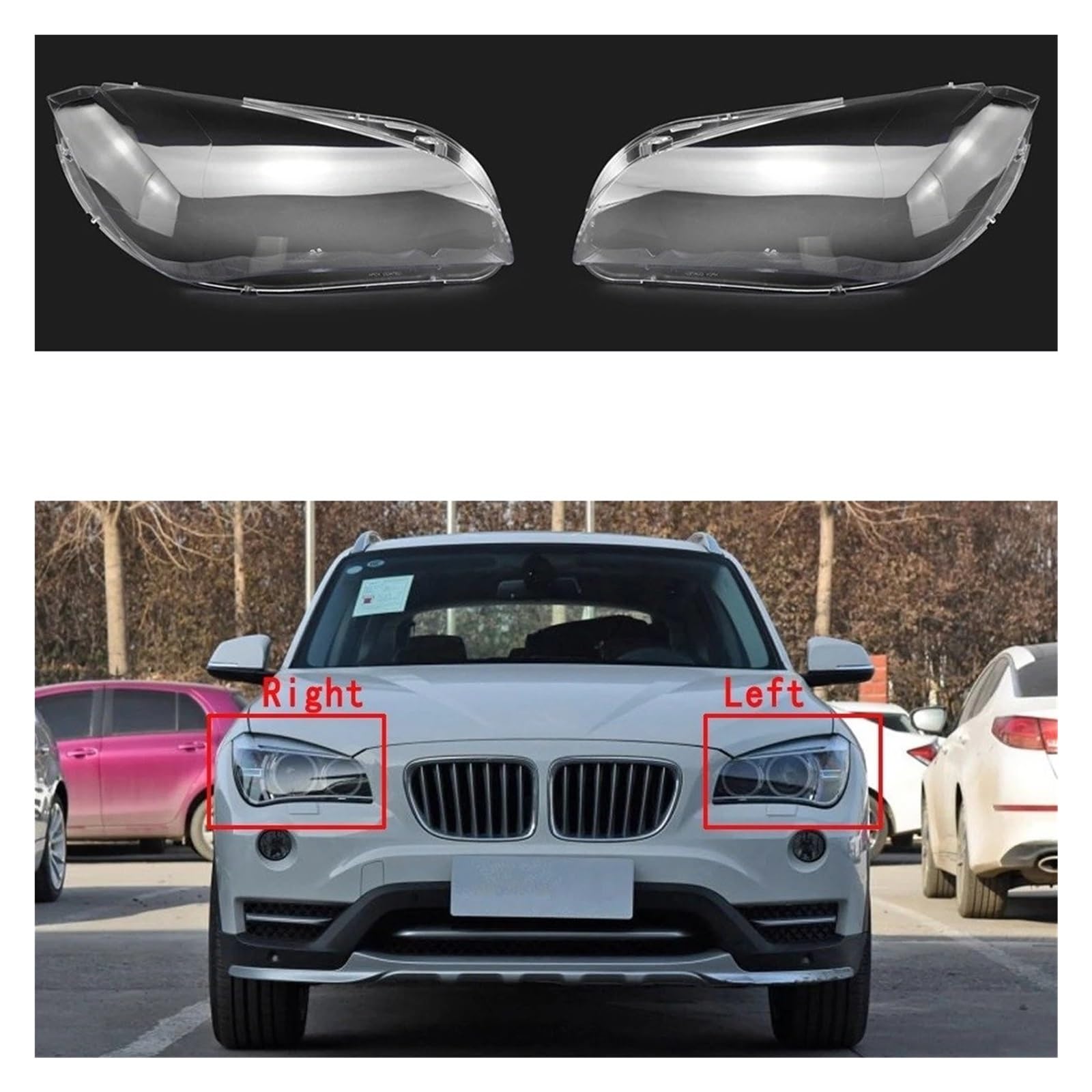 Copertura Trasparente Fari Per BMW Per X1 Per E84 2010-2015 Coprifaro Trasparente Auto 1 Paio Paralume Vetro Auto Faro Paralume(Left and right)