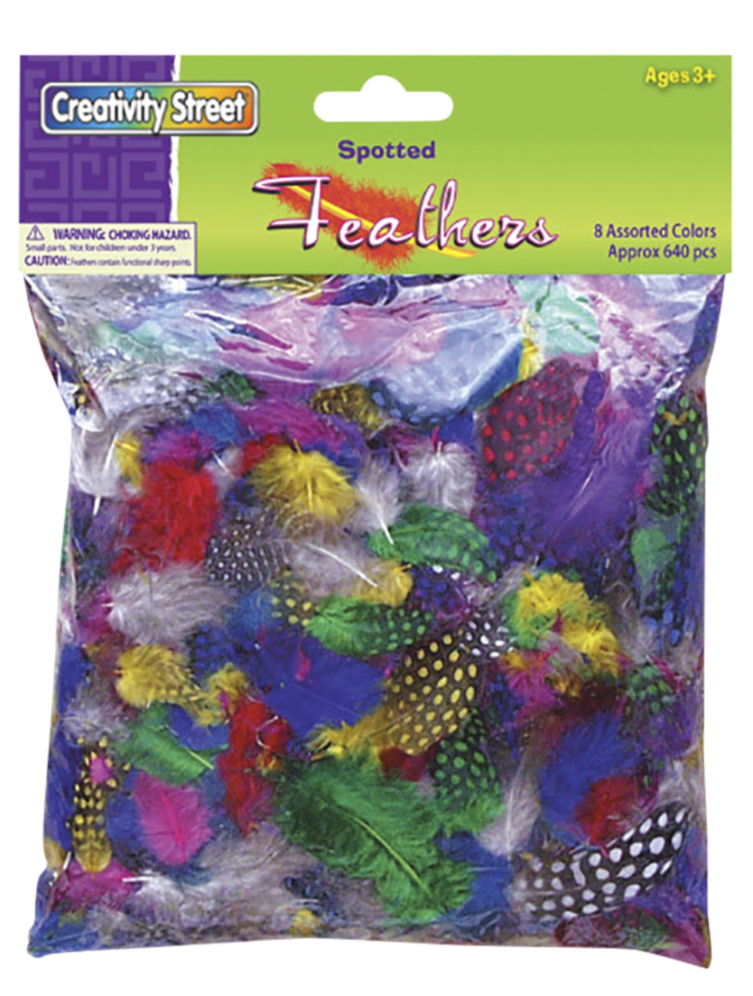 Creativity Street Rainbow Guinea Hen Feather Superpack 3-4 in, Assorted Color, Pack of 640