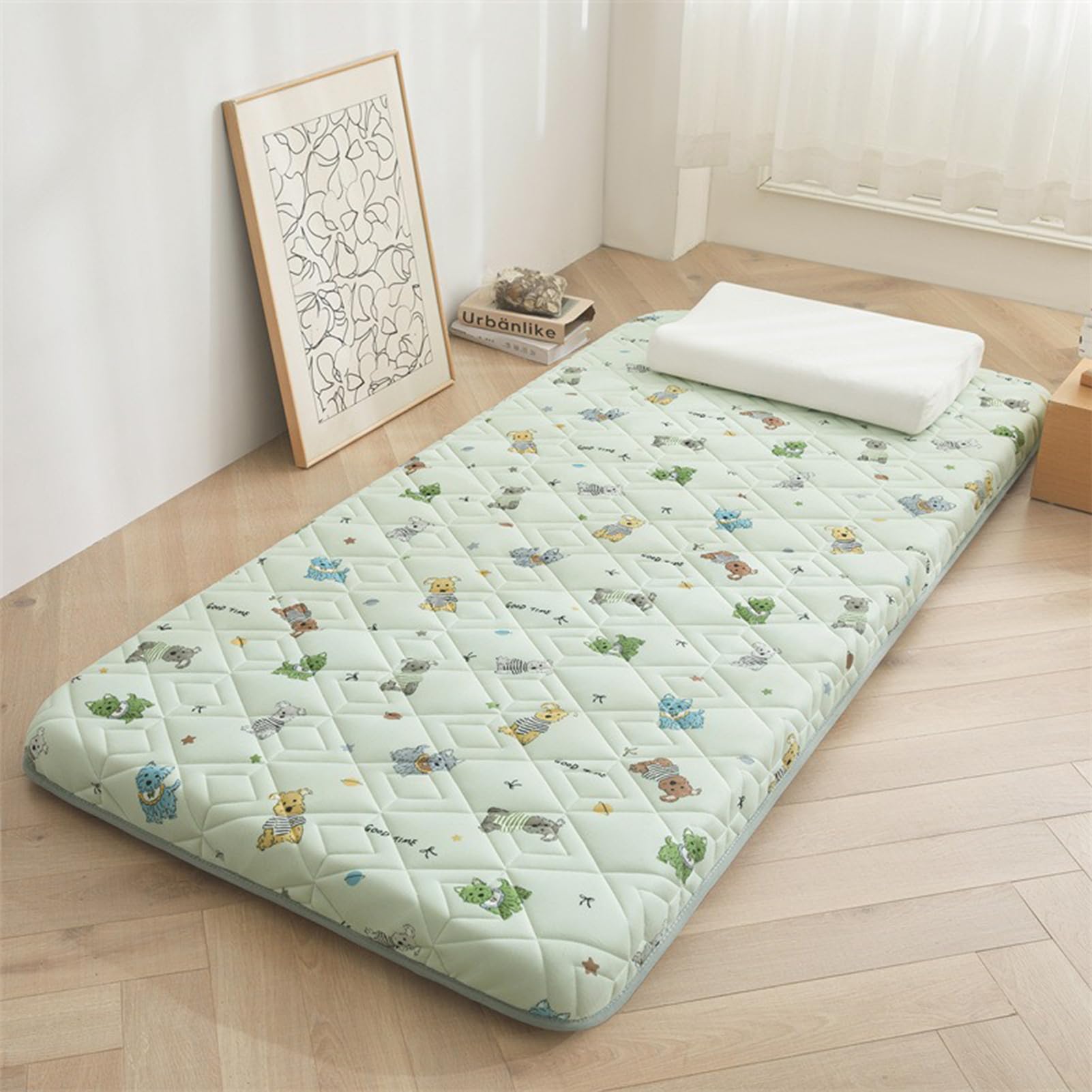 Colchón De Suelo, Colchón Futón Plegable Individual/Doble, Colchón Plegable Enrollable, Colchón Portátil para Dormir, Sofá Cama De Invitados, Cama De Dormitorio De Estudiantes,5,100x200cm