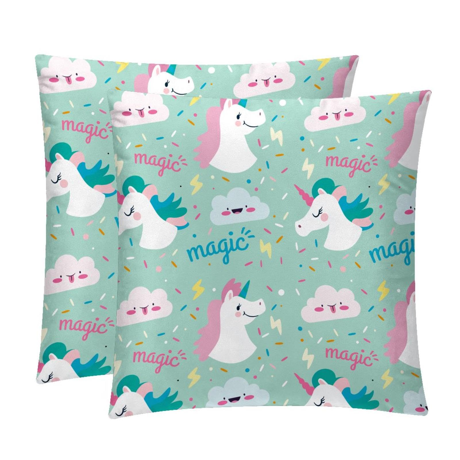 TDGKPZ Funny Unicorn Throw Pillow Covers 2 Pack Cushion Cases Decorative Pillow Cases Home Decor 50x50cm