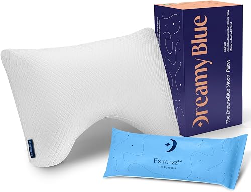 DreamyBlue Moon Pillow: Adjustable Shredded Foam Queen