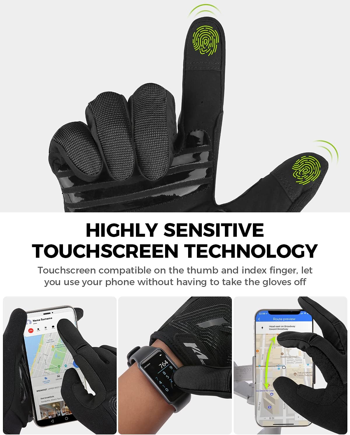 Kemimotor Full Finger Cycling Gloves for Men/Women, Touchscreen Mountain Bike Gloves with Anti-Slip Shock-Absorbing Gel Pad, Breathable Workout Gloves for Gym Training, Mountain Bike,Exercising : Sports & Outdoors