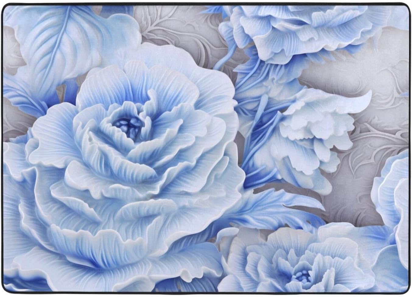 Rosebud Printed Flannel Floor mat 80x58 inches for Bedroom, Living Room, Study Room Decorative Carpet