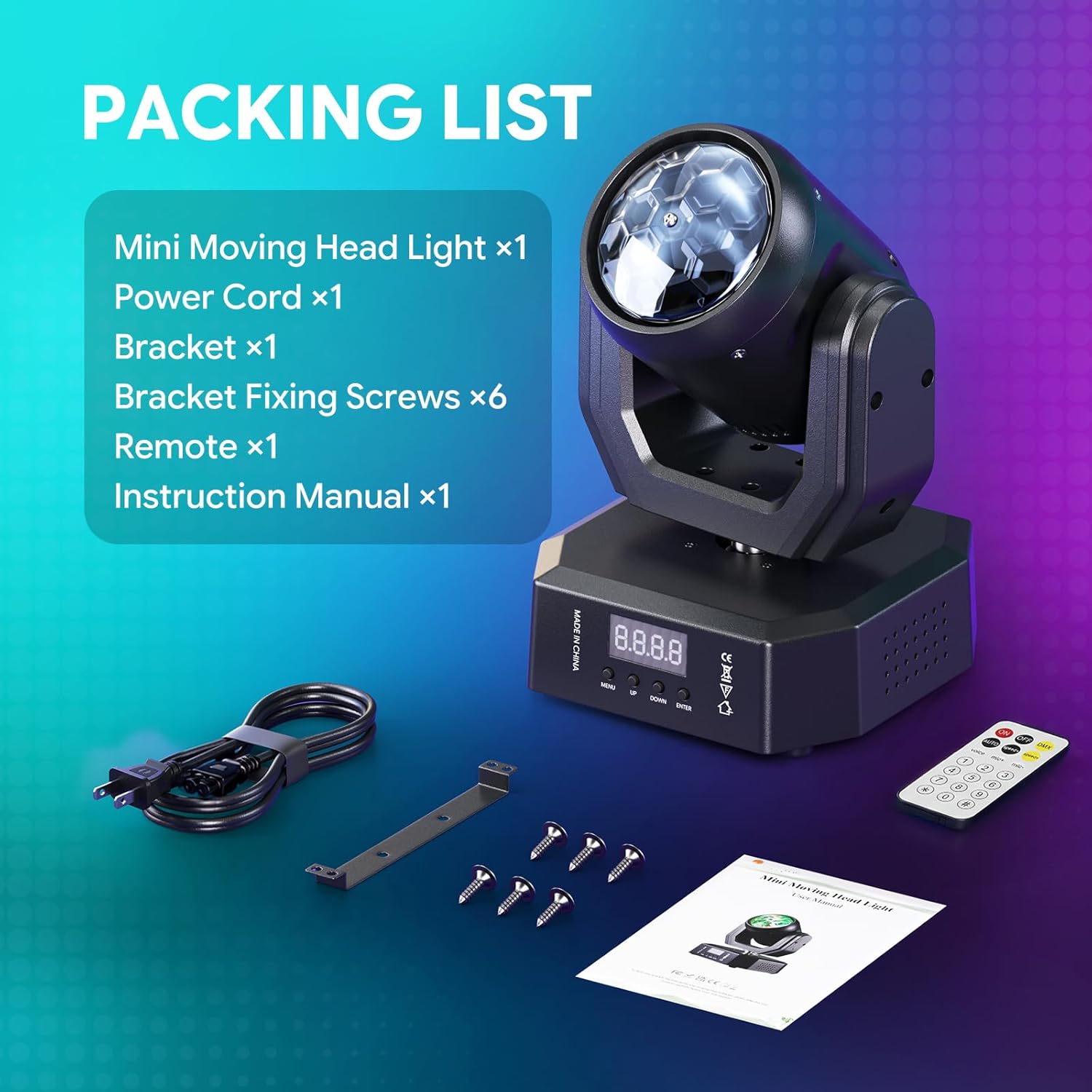 Mini Stage Lights Moving Head Light, 30W LED Beam Light with Magic Ball Beam & Pattern Effect, DMX512/Remote/Sound-Activated DJ Moving Lights for Party Birthday Festival Home, 2 Pack