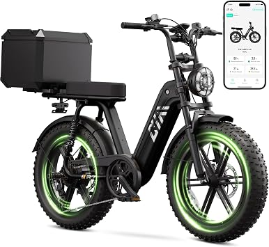 TST Electric Bike for Adults, 1500W Peak Motor Ebike with 48V 15Ah Removable Battery 60 Miles Fat Tire Ebike, Rear Rack, 7 Speed, Step-Thru Electric Bicycle Black