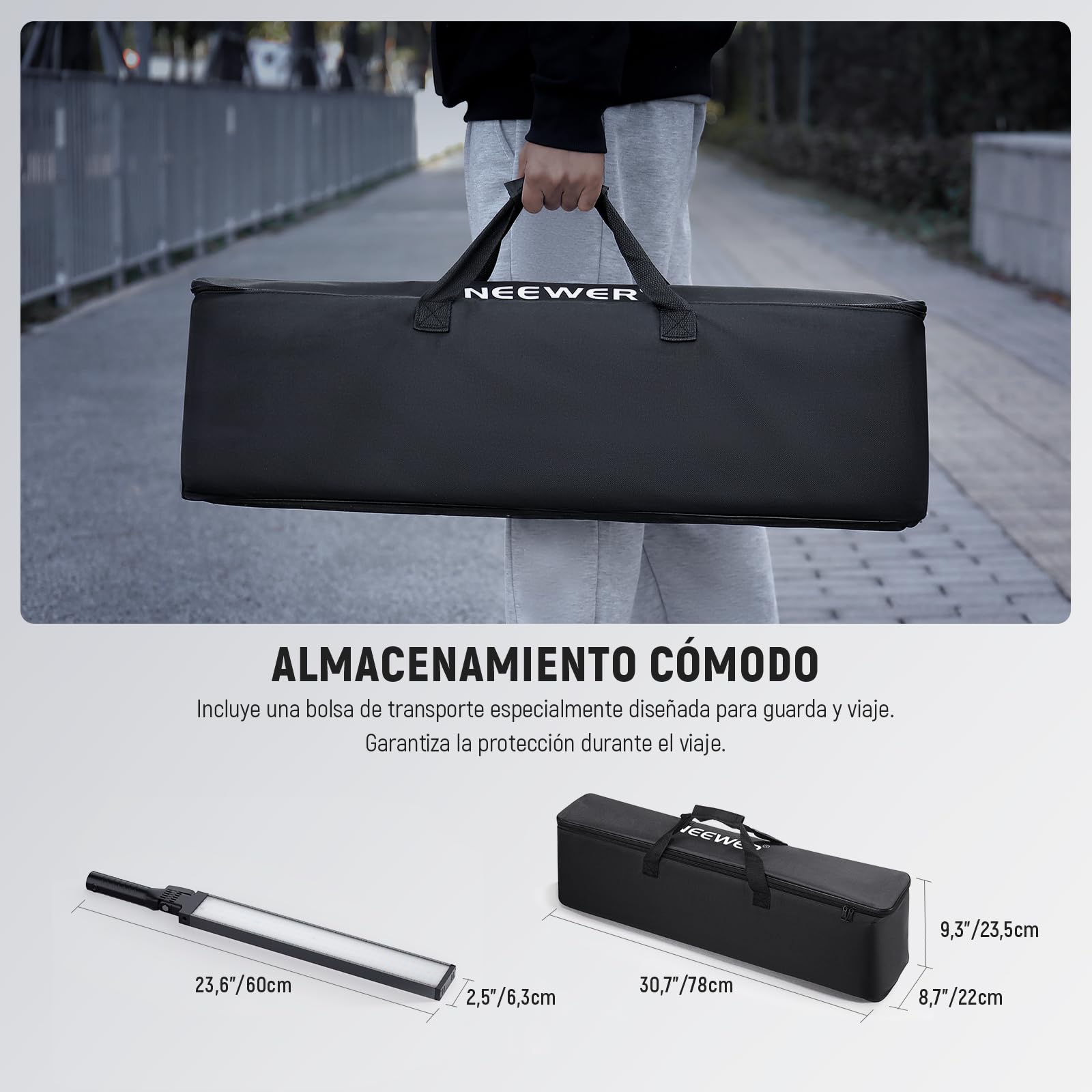NEEWER Barra de Luz Vídeo LED Mejorada y Kit Remoto 2,4G, Paquete de 2 Iluminación Regulable 3200K~5600K CRI97+ con Soportes/Filtros/Bolsa para Grabación Youtube, Fotografía, Juegos, BH20B Negro