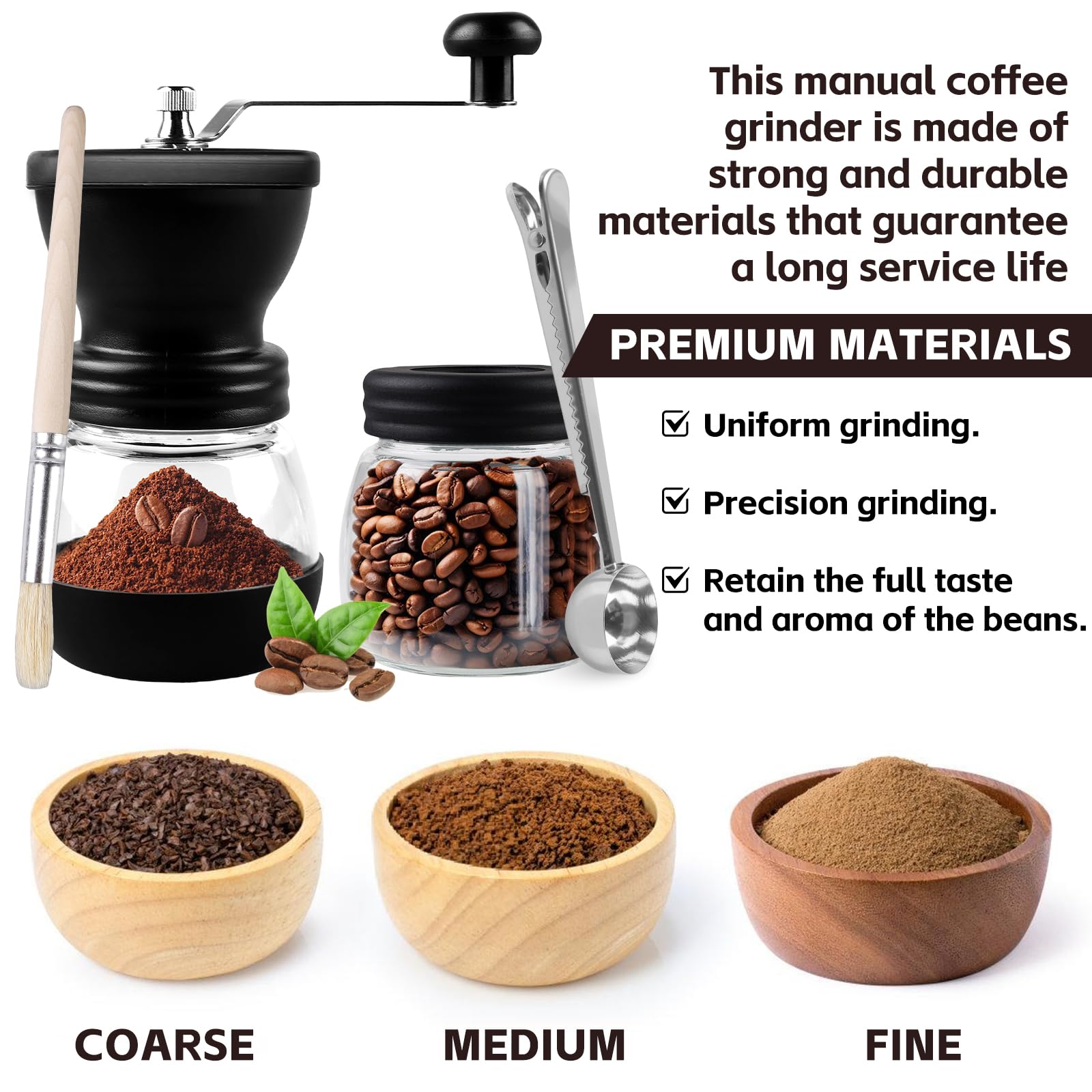 Macinacaffè Manuale PARACITY Con Barattoli Di Vetro - Macinino A Mano Con Macina In Ceramica - Foto 5