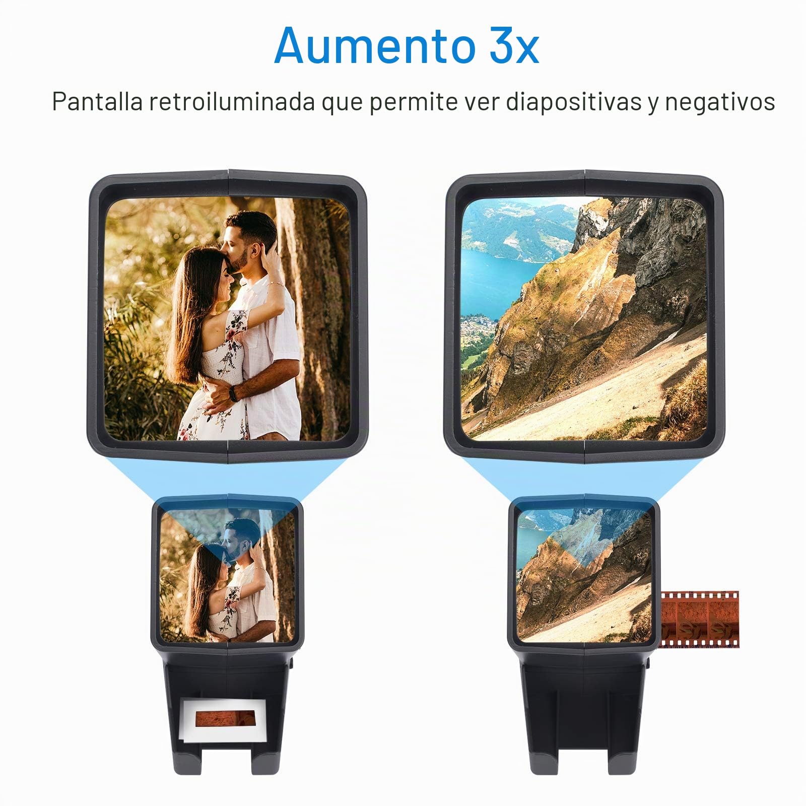 Visor de Diapositivas y Negativos de 35 mm, LED Daylight Desktop Film Viewer con Aumento de 3X