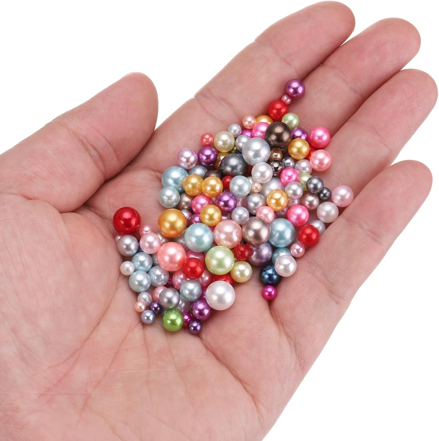 uxcell 800Pcs Faux Pearl for Crafting, 3-8mm No Hole ABS Round Pearls for Vase Fillers, Jewelry Making, Vase Filler, Cosmetic Boxes, DIY Parts, Table Scatter, Multicolor - Image 3