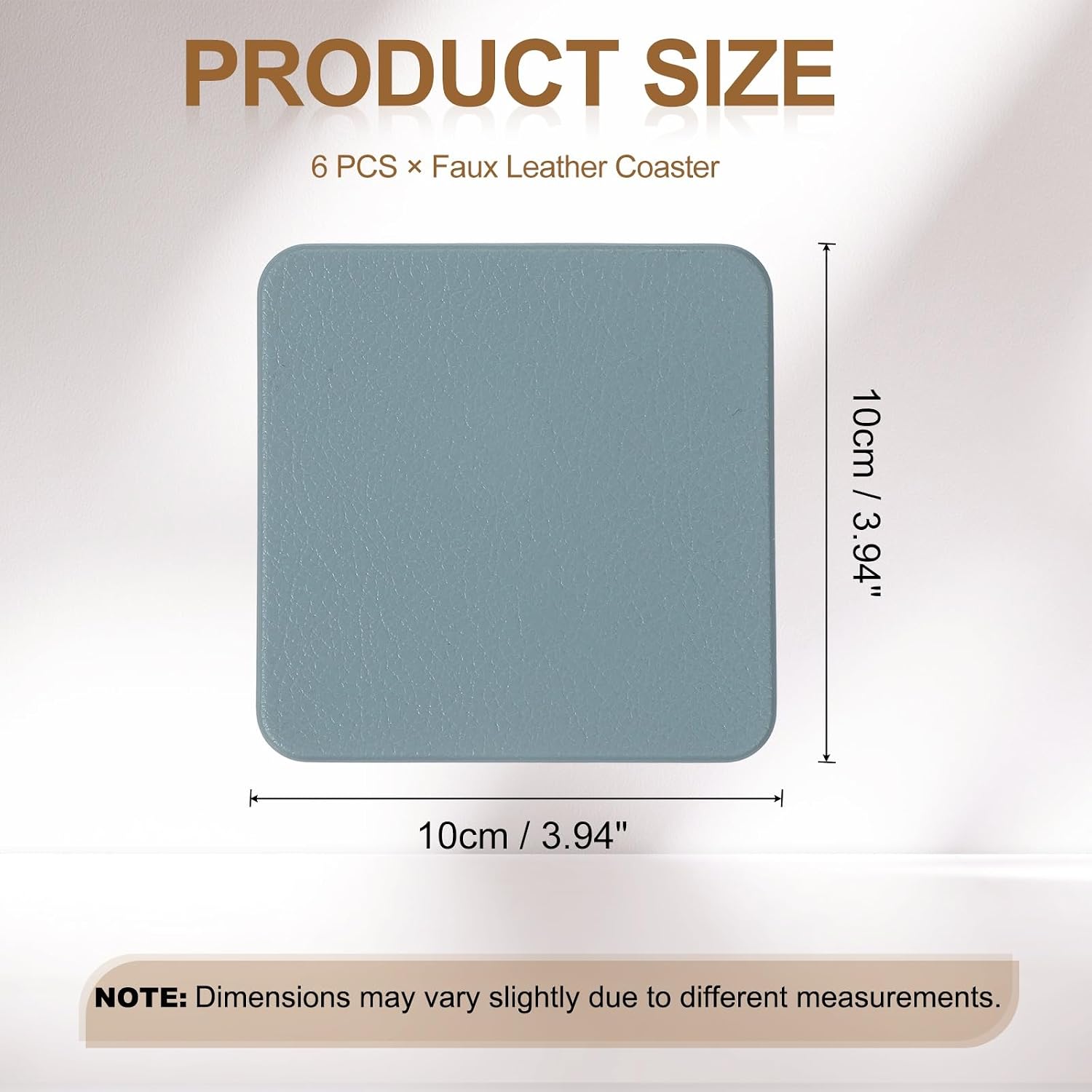 uxcell 6 Pcs Faux Leather Coasters, 3.9 x 3.9 Square Coasters for Drinks Heat Resistant Waterproof Oil Proof Non Slip Cup Mat for Office Kitchen Bar Table Desk (Blue) image 2