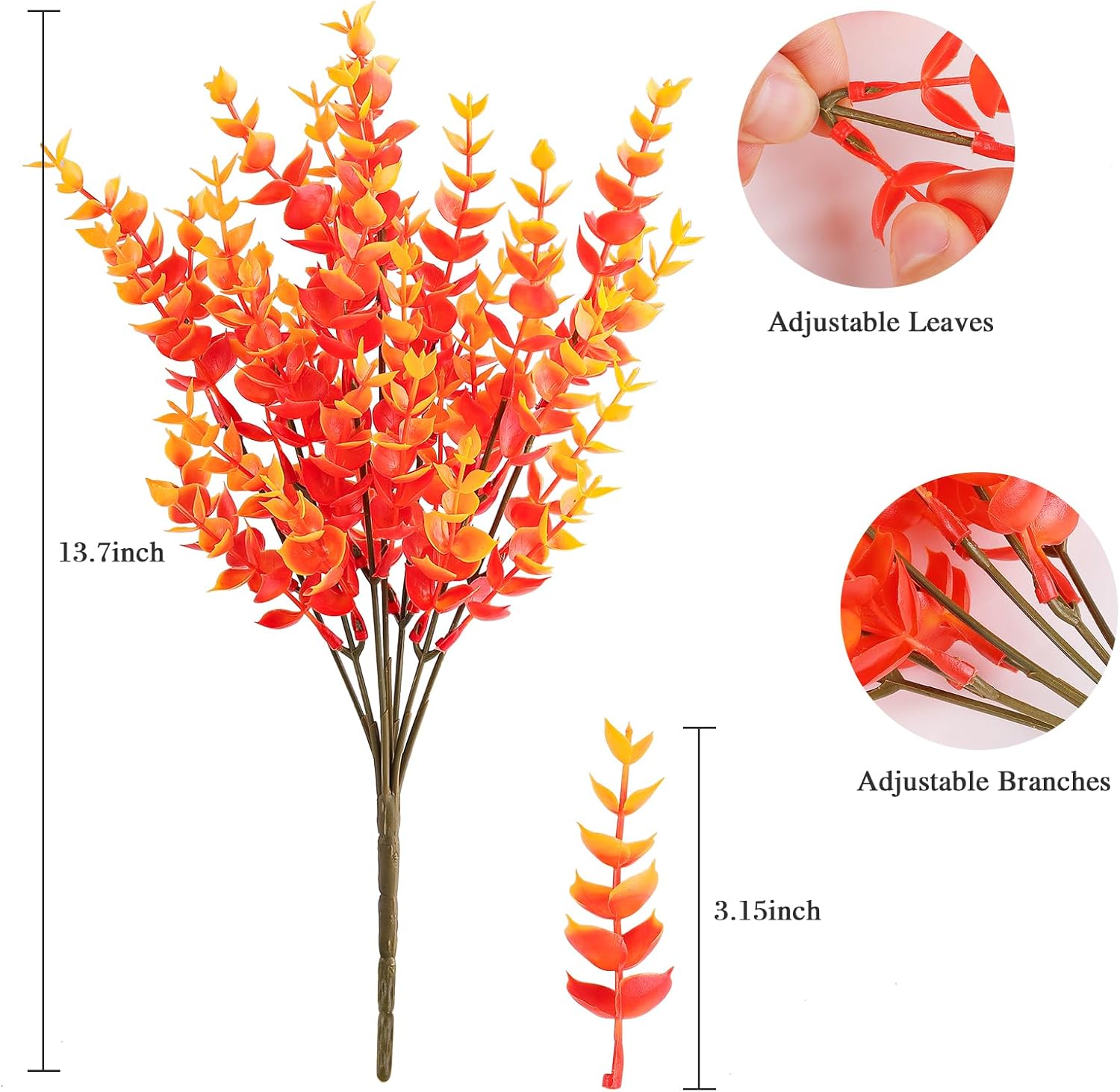 AmyHomie 20 Bundles Orange Fall Decor Artificial Flowers for Outdoor UV Resistant Faux Eucalyptus No Fade Fake Mums Plastic Plants Garden Porch Window Box Decorating - Image 5