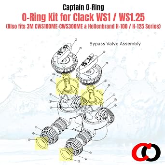 Captain O-Ring Replacement O-Ring Kit for Clack WS1 / WS1.25, 3M CWS100ME-CWS300ME, Hellenbrand H-100 H-125 Water Softener