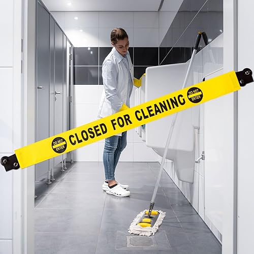 Miniatura 7 de 4 letreros magnéticos de nailon con extremos magnéticos de cierre para limpieza para baño, con 8 carteles magnéticos de ventosa para puerta (inglés)